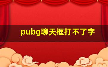 pubg聊天框打不了字