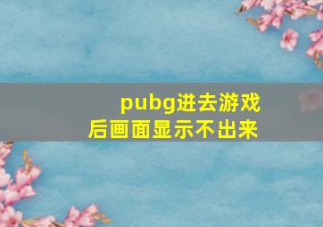 pubg进去游戏后画面显示不出来