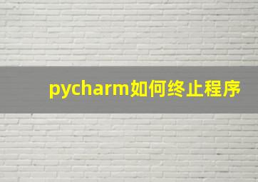 pycharm如何终止程序