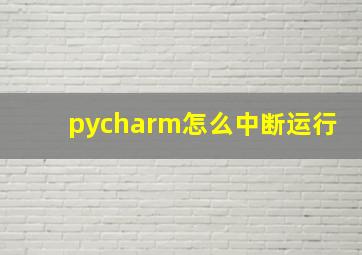 pycharm怎么中断运行