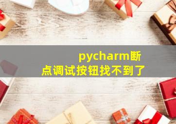 pycharm断点调试按钮找不到了