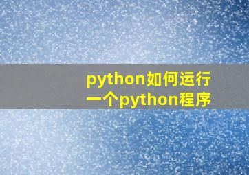 python如何运行一个python程序