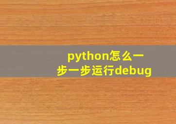 python怎么一步一步运行debug