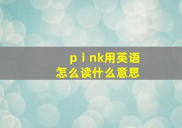 pⅰnk用英语怎么读什么意思