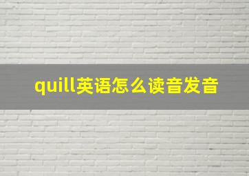 quill英语怎么读音发音