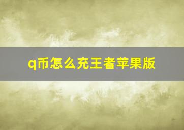 q币怎么充王者苹果版