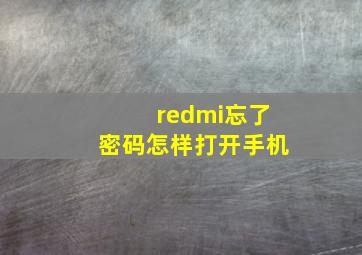 redmi忘了密码怎样打开手机