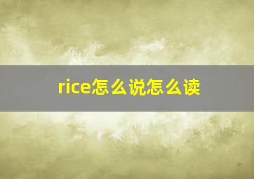 rice怎么说怎么读