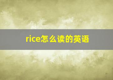 rice怎么读的英语