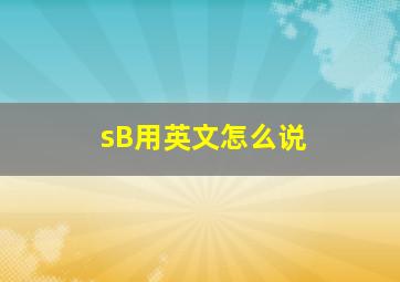 sB用英文怎么说