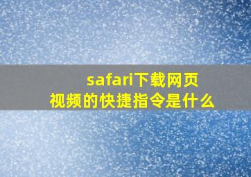 safari下载网页视频的快捷指令是什么