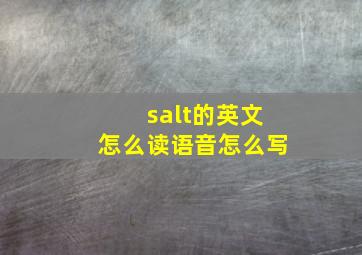 salt的英文怎么读语音怎么写