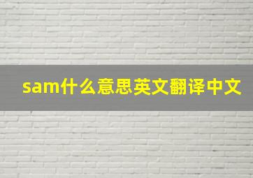 sam什么意思英文翻译中文