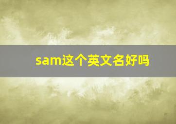 sam这个英文名好吗