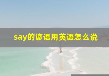 say的谚语用英语怎么说