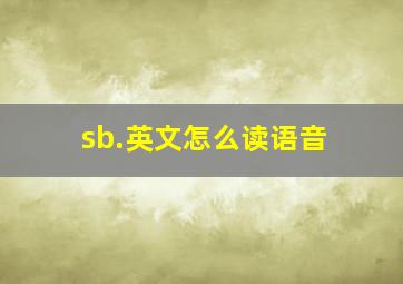 sb.英文怎么读语音