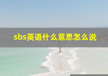 sbs英语什么意思怎么说