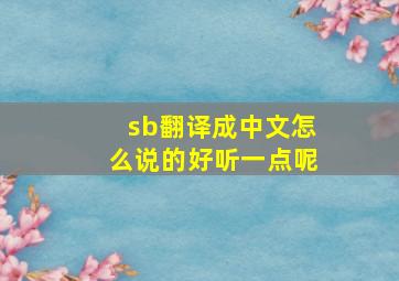 sb翻译成中文怎么说的好听一点呢