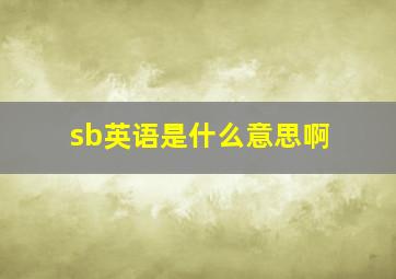 sb英语是什么意思啊