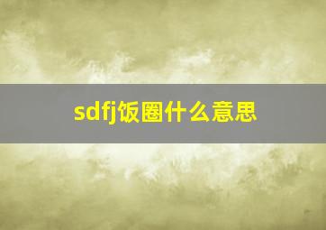 sdfj饭圈什么意思