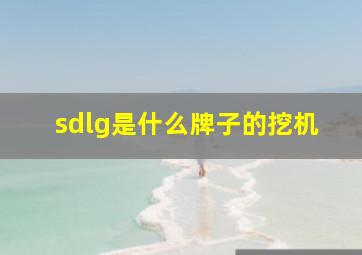 sdlg是什么牌子的挖机