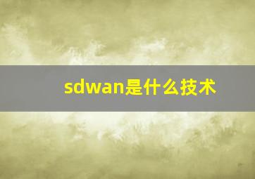 sdwan是什么技术