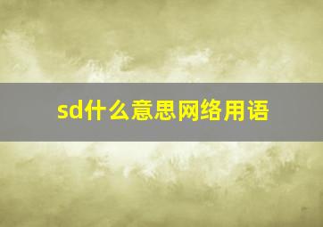 sd什么意思网络用语