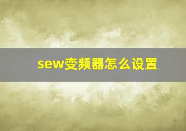 sew变频器怎么设置