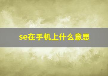 se在手机上什么意思