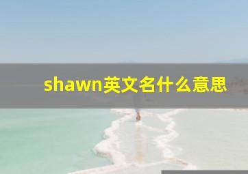 shawn英文名什么意思