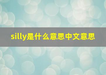 silly是什么意思中文意思