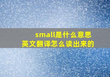 small是什么意思英文翻译怎么读出来的