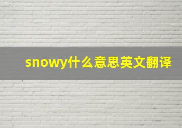 snowy什么意思英文翻译