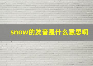 snow的发音是什么意思啊