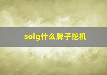 solg什么牌子挖机