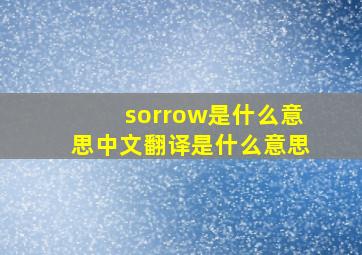 sorrow是什么意思中文翻译是什么意思