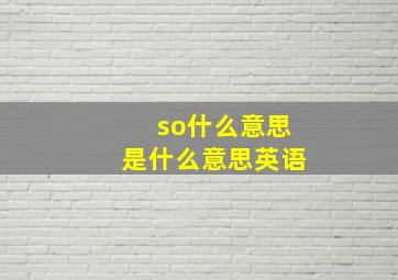 so什么意思是什么意思英语