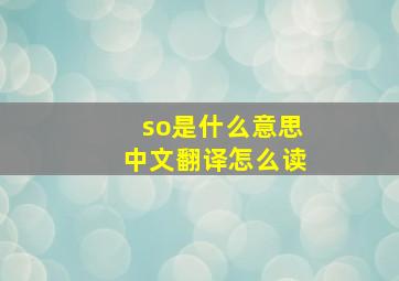 so是什么意思中文翻译怎么读