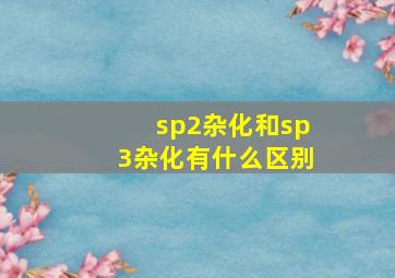 sp2杂化和sp3杂化有什么区别