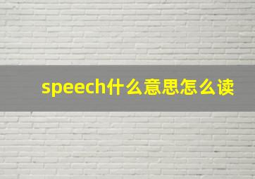 speech什么意思怎么读