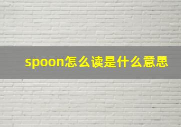 spoon怎么读是什么意思