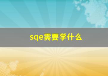 sqe需要学什么