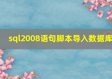 sql2008语句脚本导入数据库