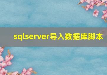 sqlserver导入数据库脚本