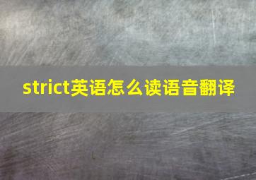 strict英语怎么读语音翻译