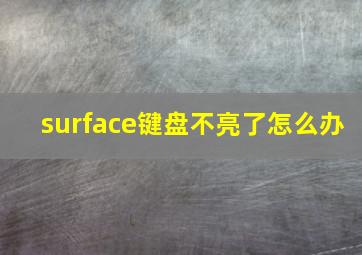 surface键盘不亮了怎么办