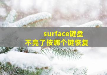 surface键盘不亮了按哪个键恢复