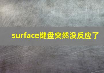 surface键盘突然没反应了