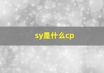 sy是什么cp