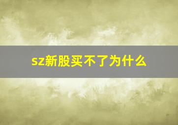 sz新股买不了为什么